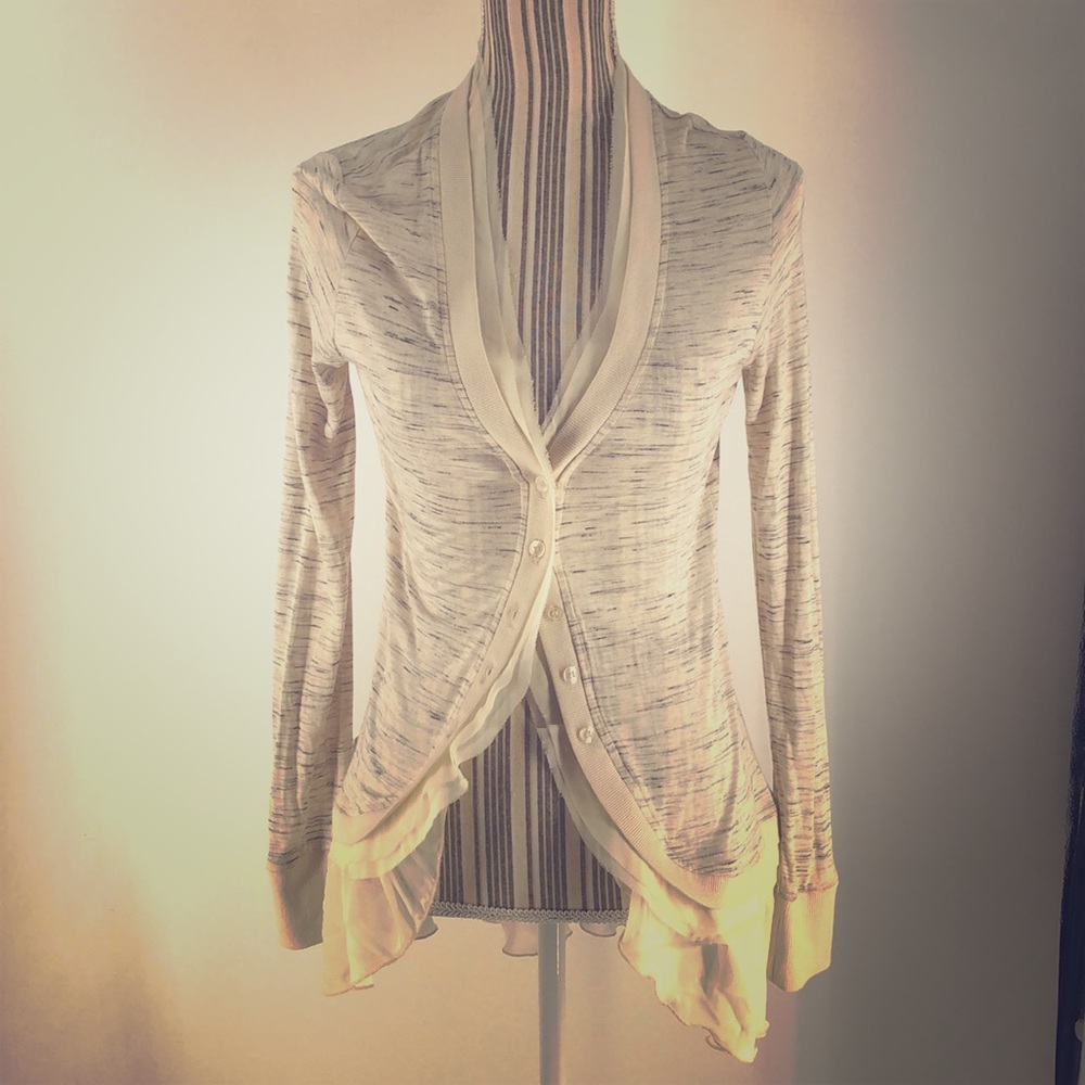 Cupio flowy cream, black and gray cardigan M